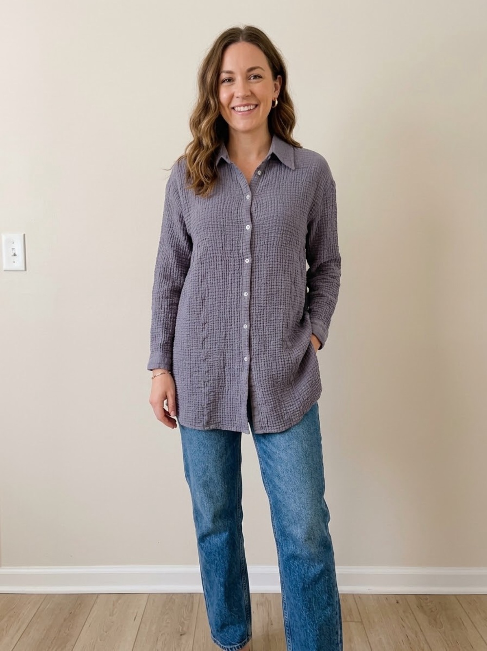 Zara Button-Down Tunic Shirt Sz medium